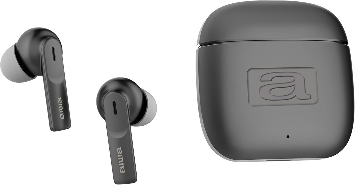 AIWA EBTW-200 – Stereo Wireless ENC TWS Earbuds with Metal Charging Case & Bluetooth 5.3