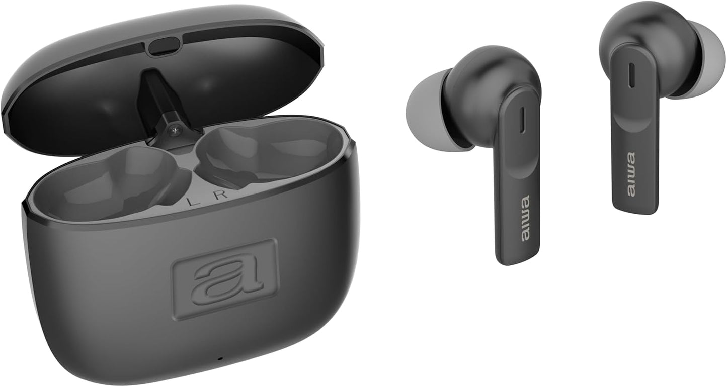 AIWA EBTW-200 – Stereo Wireless ENC TWS Earbuds with Metal Charging Case & Bluetooth 5.3