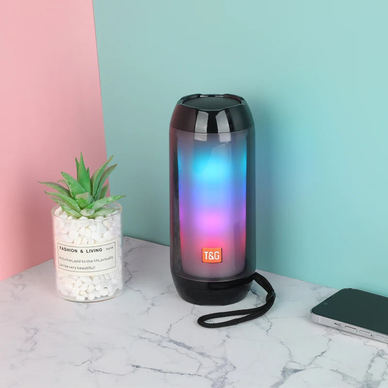 Portable Bluetooth Speaker - Outdoor Small Steel Gun Bright Light Mini Speaker for Home and Travel