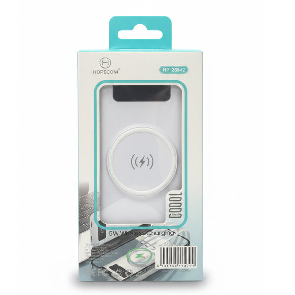 HOPECOM HP-28042 10000mAh Magnetic Wireless Power Bank – 5W Wireless Charging Pad & Integrated Cable System