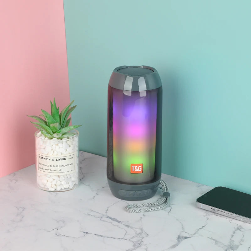 Portable Bluetooth Speaker - Outdoor Small Steel Gun Bright Light Mini Speaker for Home and Travel