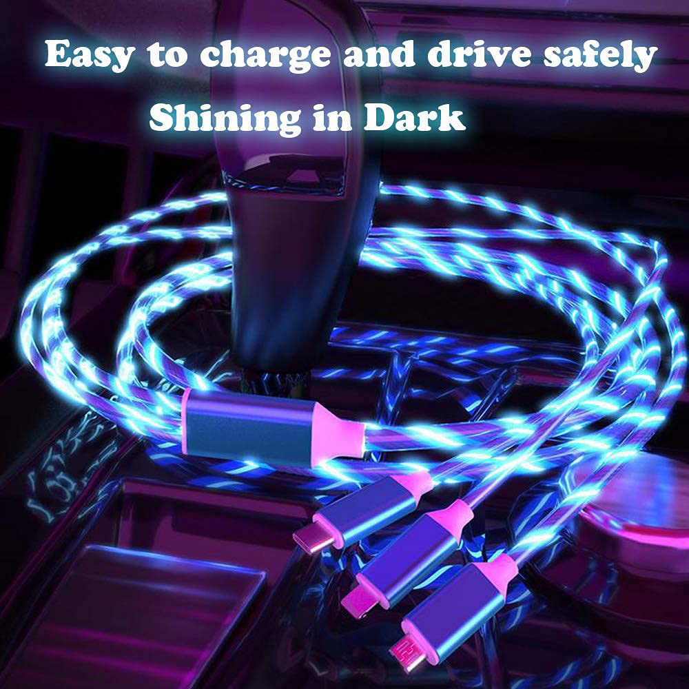 Multi Charger Cable, Multi Charging Cable 3 in 1,Light Up LED