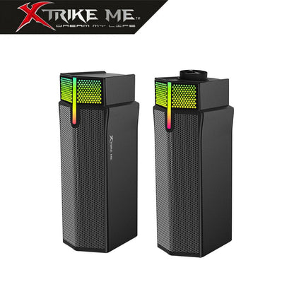 Xtrike Me Dual HiFi Stereo Soundbar with Gradient RGB Lighting – USB Powered Speakers for Desktop Monitors, Phones, PCs, and Laptops