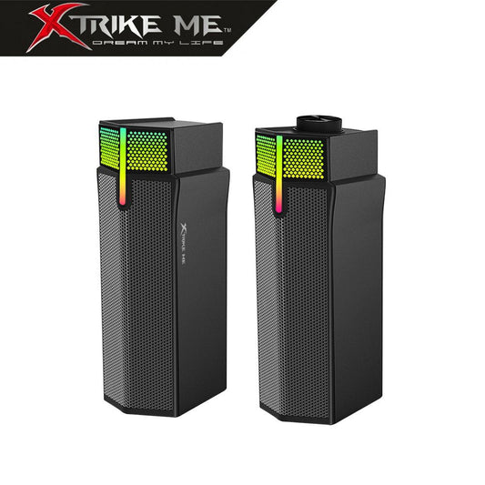 Xtrike Me Dual HiFi Stereo Soundbar with Gradient RGB Lighting – USB Powered Speakers for Desktop Monitors, Phones, PCs, and Laptops