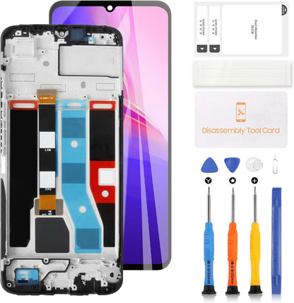 LCD Screen for Realme Note 50 RMX3834 – Full 6.75” Display + Digitizer Touch + Frame Assembly Replacement (Black)