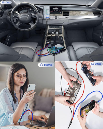 Multi Charger Cable, Multi Charging Cable 3 in 1,Light Up LED