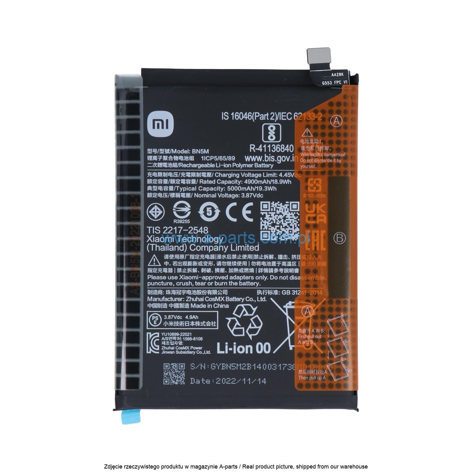 Original Battery for XIAOMI REDMI NOTE 12S 4G – 100% Health