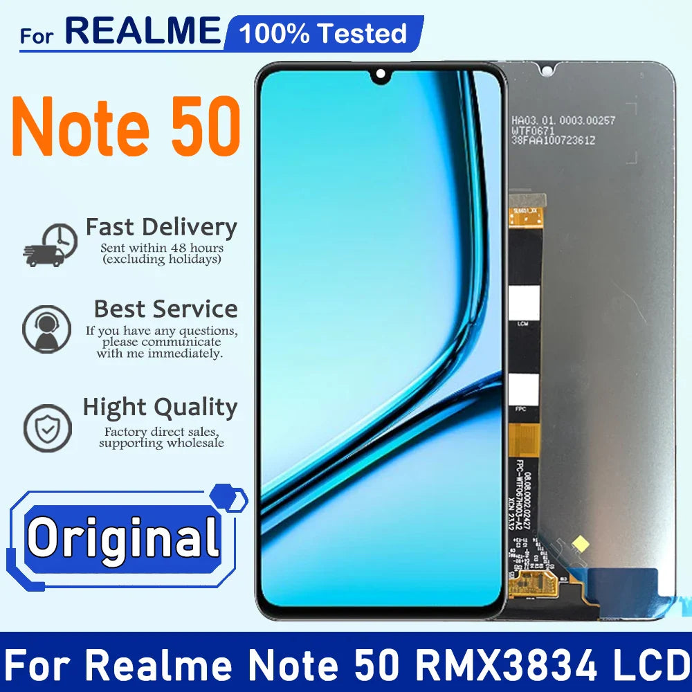 Pantalla LCD para REALME NOTE 50   montaje de digitalizador con pantalla táctil, piezas de repuesto 100% probadas