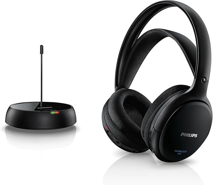 Philips SHC5200 Wireless TV Headphones – HiFi Sound, Comfort Fit & Long-Range FM Transmission