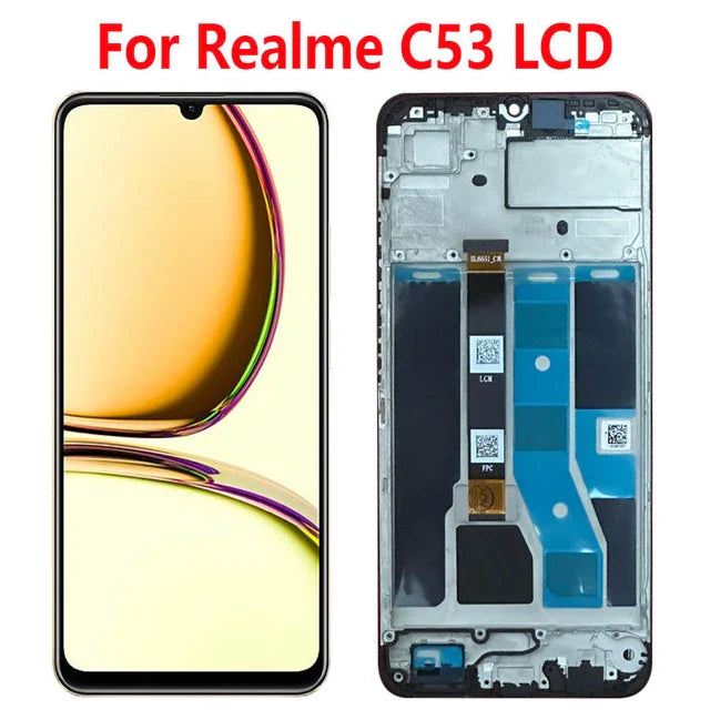 Screen for Realme C53 RMX3760 / RMX3762 (2023) LCD Touch Screen Replacement Kit with Tools (Black, With Frame)