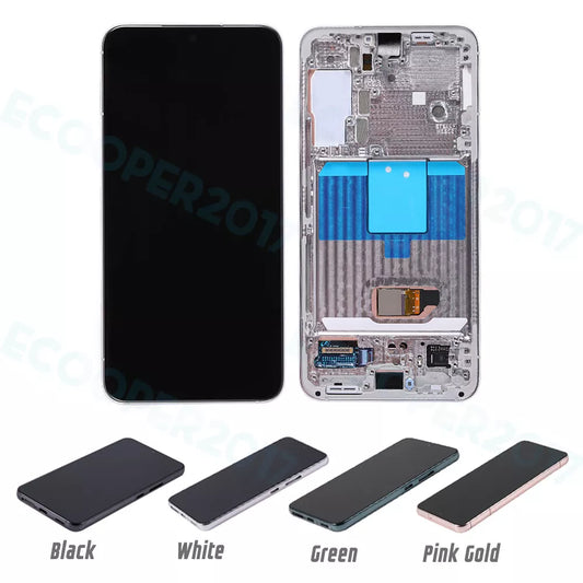 Samsung Galaxy S22 SM-S901  Pantalla LCD +Táctil Con Marco Negro Original