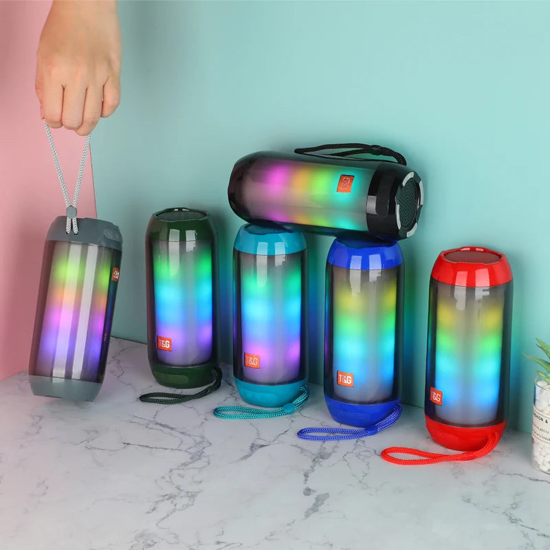 Portable Bluetooth Speaker - Outdoor Small Steel Gun Bright Light Mini Speaker for Home and Travel