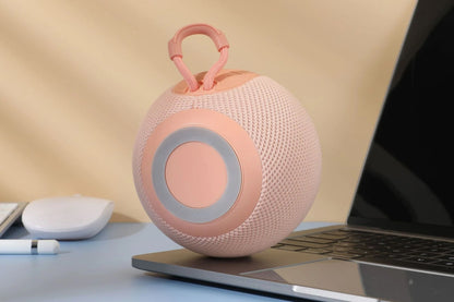 Mini Bluetooth Speaker – Wireless Portable Subwoofer with Colorful Lights and Fabric Design for Outdoor Use