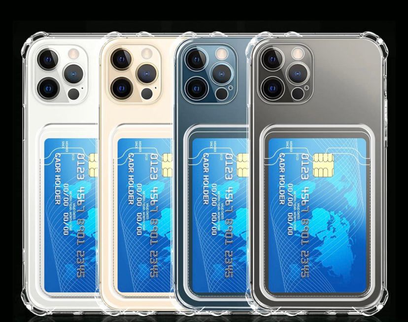 iPhone 14 Pro Wallet Card Holder Transparent Slot Shockproof Case