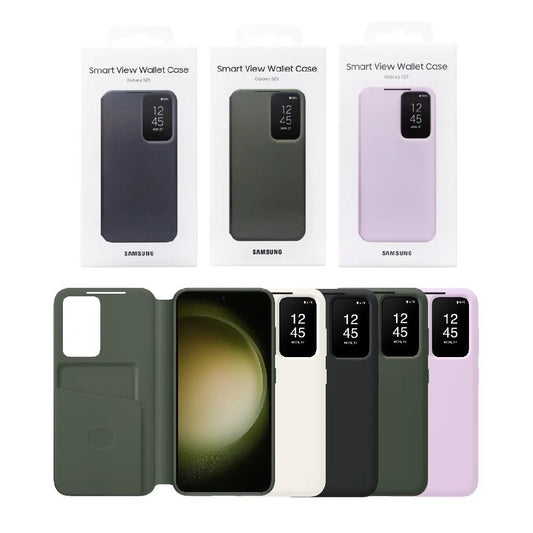 SAMSUNG Galaxy S-View Wallet Phone Case, Protective Cover with Smart Small Screen + HARD SCREEN  PROTECTOR FREE