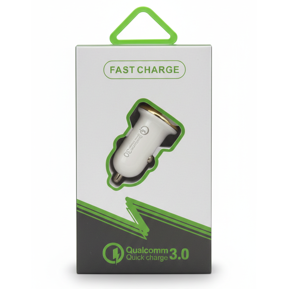 Qualcomm Quick Charge 3.0 WKN-88 – Dual-Port 3.1A High-Speed Car Charger with Safety Intelligence