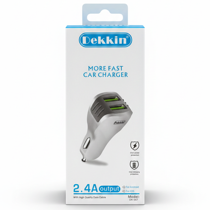 Sunpin CS03 Dual-Port 2.4A Car Charger – High-Efficiency Power with Included Type-C Cable