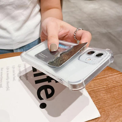 iPhone 14 Pro Wallet Card Holder Transparent Slot Shockproof Case