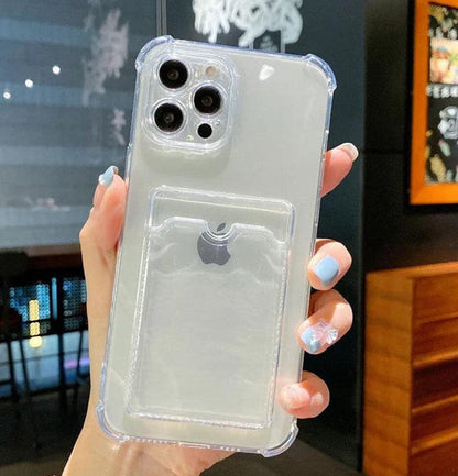 iPhone 11/11 Pro/11 PRO MAX  Wallet Card Holder Transparent Slot ShockProof Case + HARD SCREEN  PROTECTOR FREE