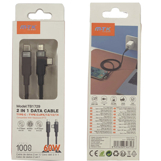 MTK 2 in 1 Data Cable (Type C+IPX)