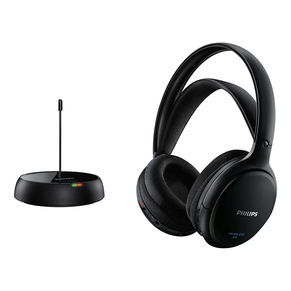 Philips SHC5200 Wireless TV Headphones – HiFi Sound, Comfort Fit & Long-Range FM Transmission