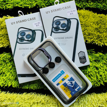 IPHONE 12/12 PRO /12 PRO MAX   BEST U1 STAND CASE CAMARA PROTECTION FULL METAL FRAME + HARD SCREEN PROTECTOR FREE