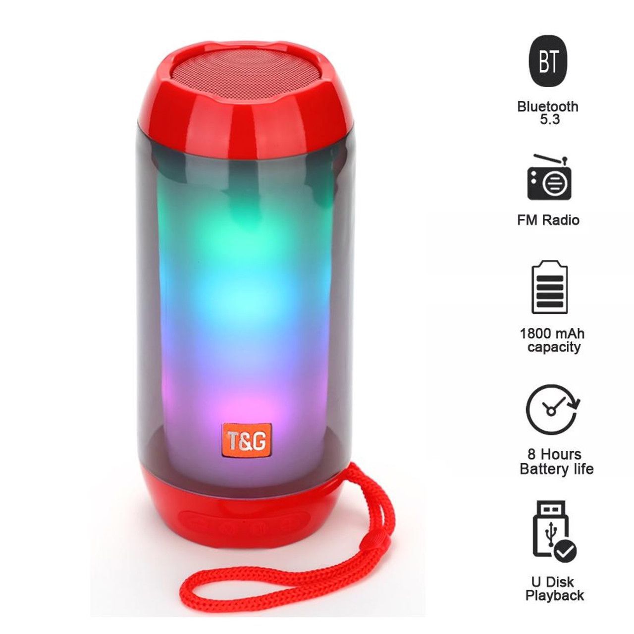Portable Bluetooth Speaker - Outdoor Small Steel Gun Bright Light Mini Speaker for Home and Travel