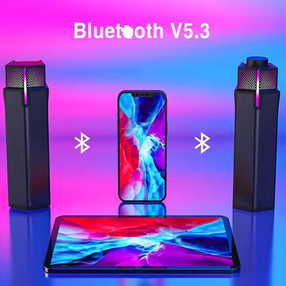 Xtrike Me Dual HiFi Stereo Soundbar with Gradient RGB Lighting – USB Powered Speakers for Desktop Monitors, Phones, PCs, and Laptops