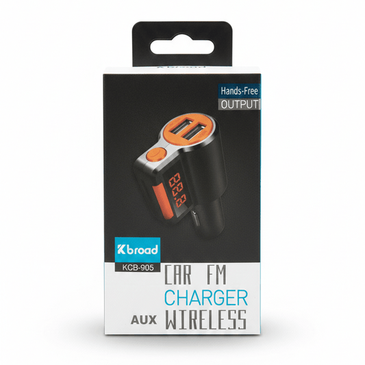 Kbroad KCB - 905 Wireless Car FM Transmitter – Dual USB Fast Charger with Hands - Free Calling & AUX Support - NEW PRIME