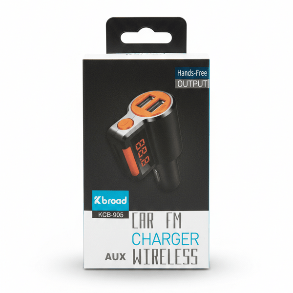 Kbroad KCB - 905 Wireless Car FM Transmitter – Dual USB Fast Charger with Hands - Free Calling & AUX Support - NEW PRIME