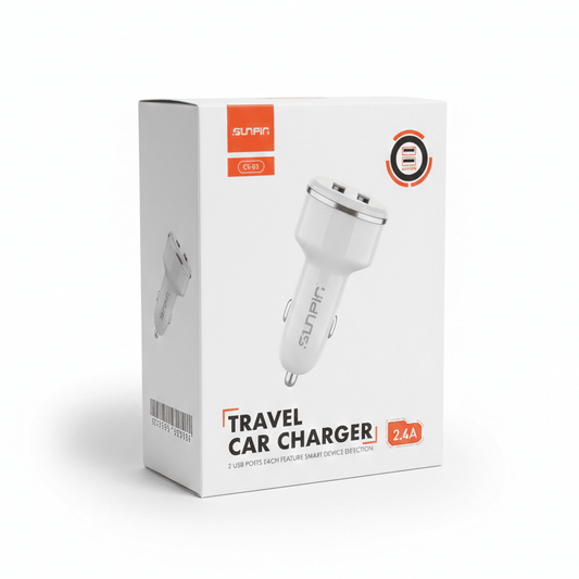 SUNPIN CS - 03 Travel Car Charger – Dual 2.4A USB Ports with Smart Device Detection - NEW PRIME