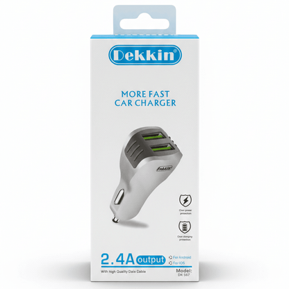 Sunpin CS03 Dual - Port 2.4A Car Charger – High - Efficiency Power with Included Type - C Cable - NEW PRIME